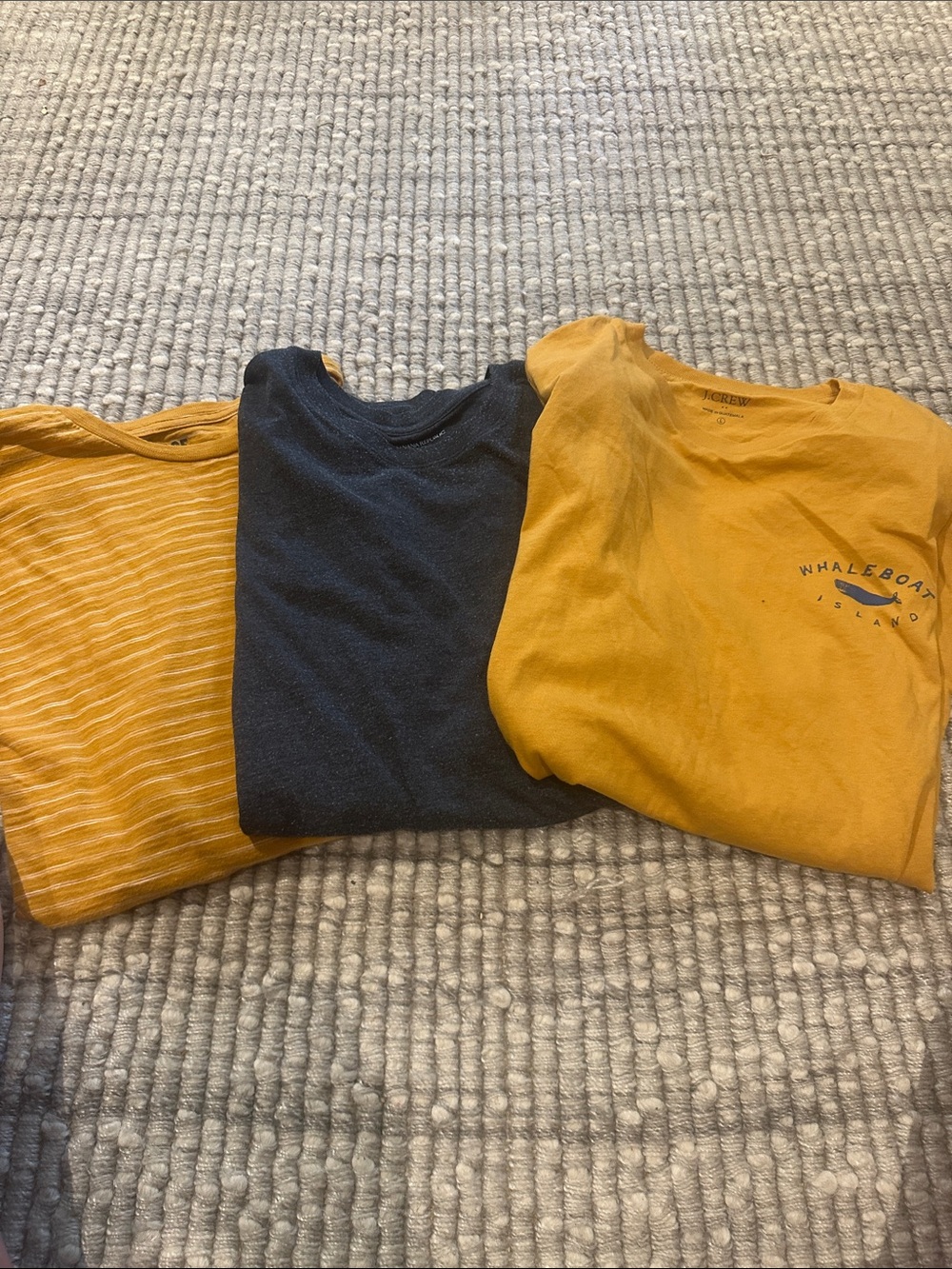 3 Casual Tees - Mustard, Navy & Striped Mustard